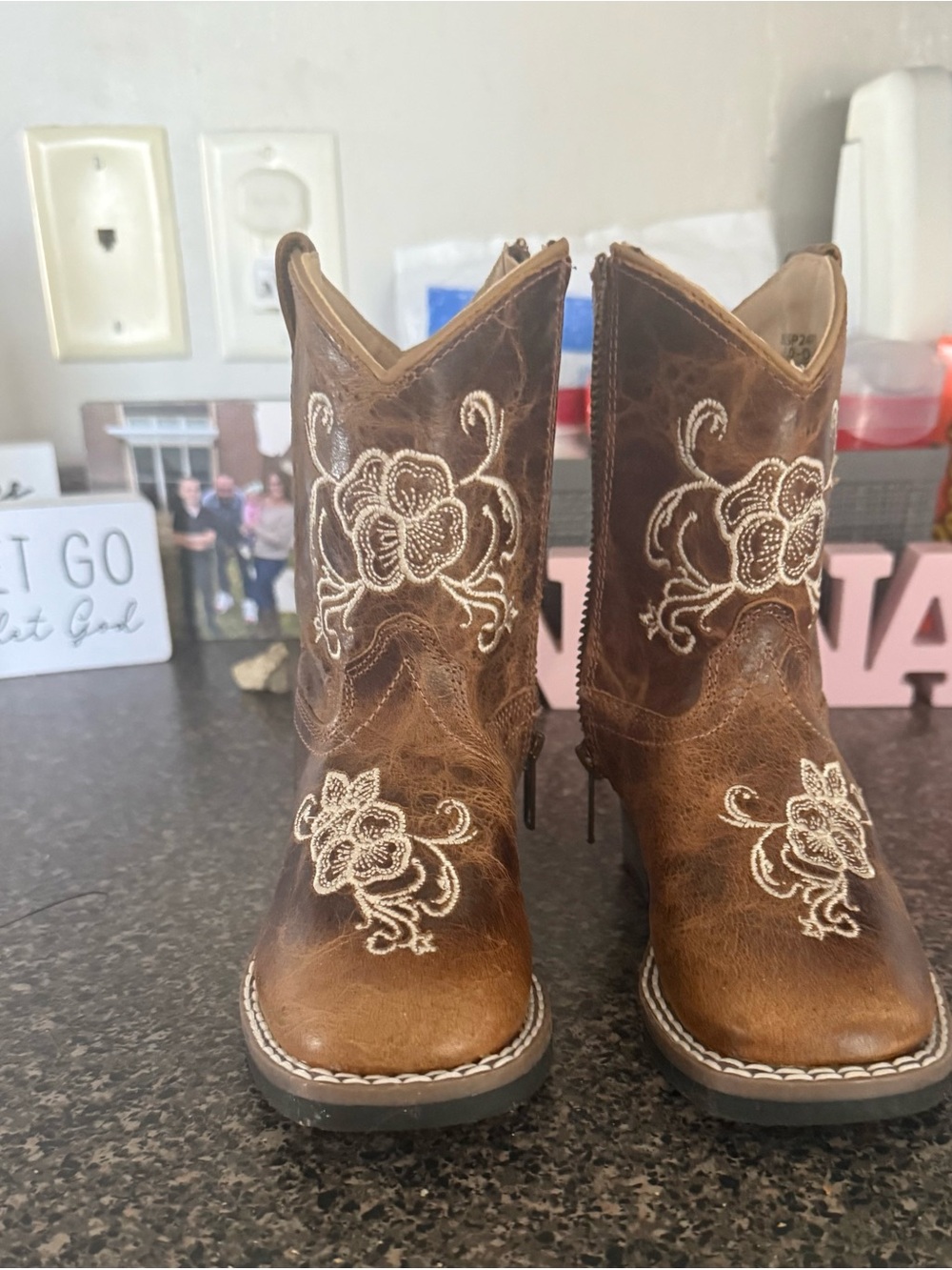 Embroidered Brown Western Kid's Boots